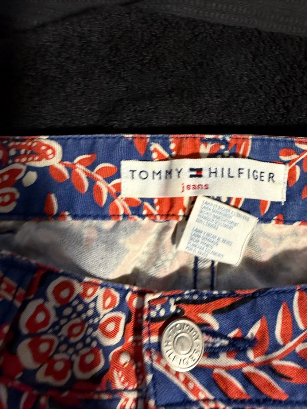 Vintage Tommy Hilfiger Womens Red White Blue Floral Flared Jeans 4 Paisley - Picture 6 of 8